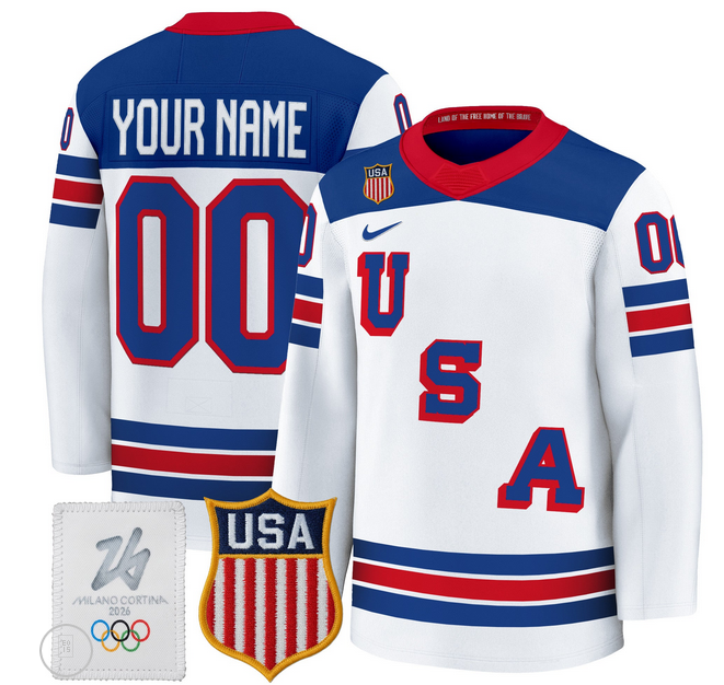 CUSTOM Men 2026 USA Olympic WHITE NHL Jersey->more nhl jerseys->NHL Jersey
